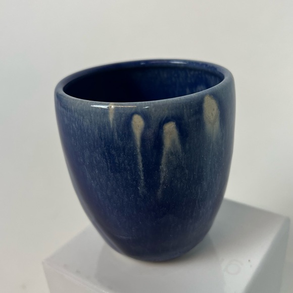 Handmade Cobalt Blue Ceramic pottery cup with small  Healing Hand stamp Signed - Picture 1 of 13